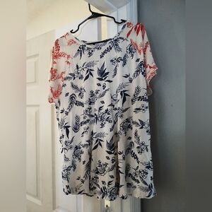 Lucky Brand Short Sleeve Lightweight Top Size 2X Floral Print